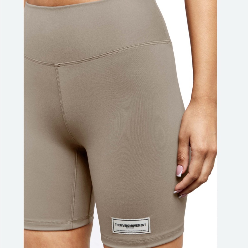 The Giving Movement Tan High-Waisted Bike Shorts with Wide Waistband #118